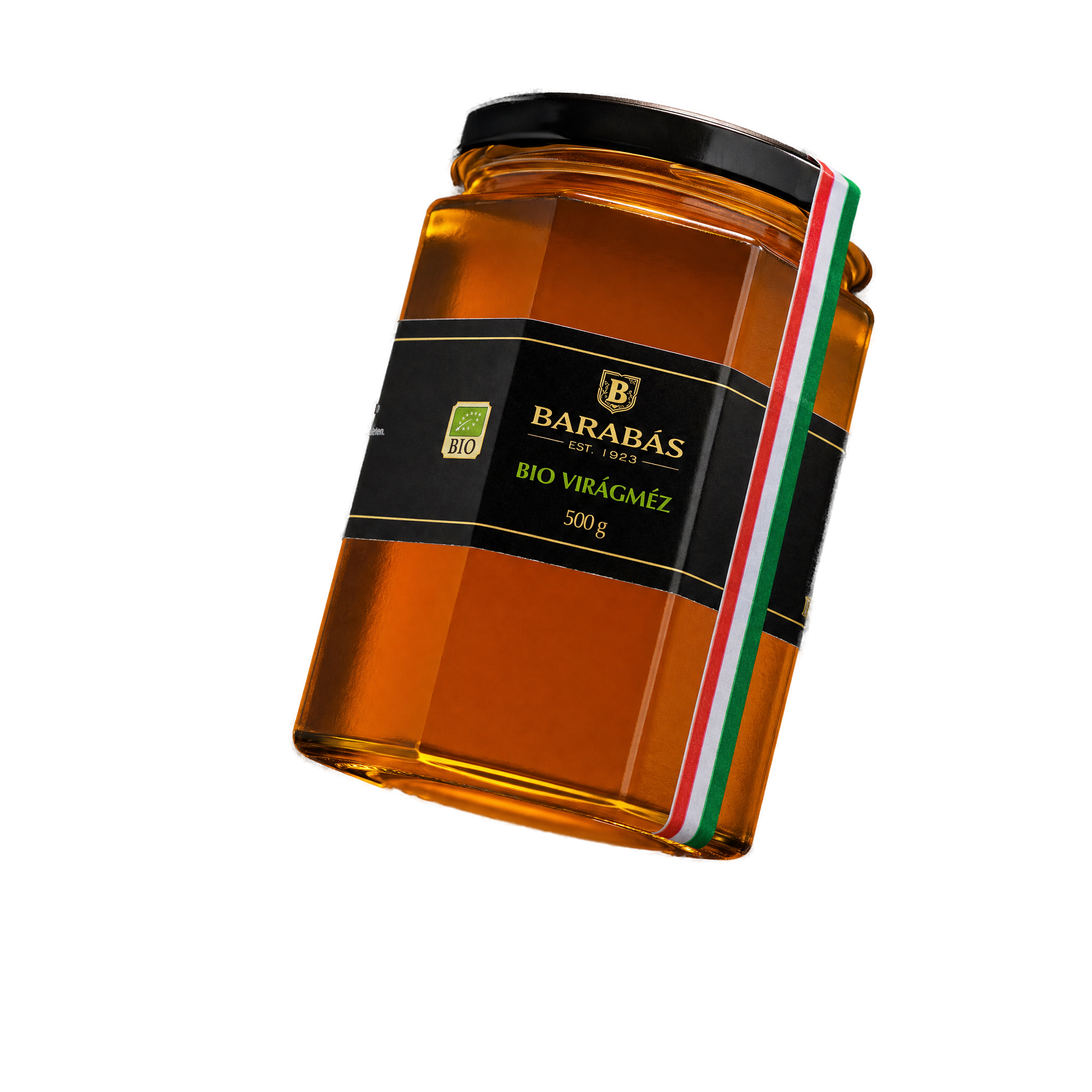 Barabás Bio méz 500 g fekete címkés üveg