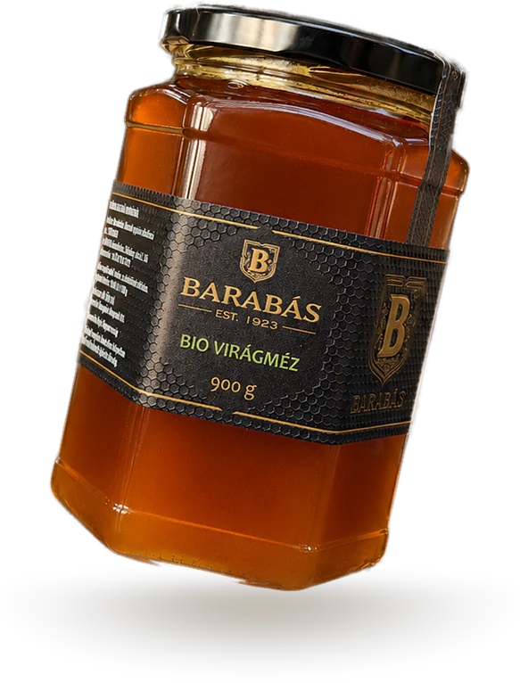 Barabás Bio méz 500 g fekete címkés üveg